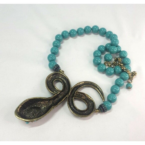 HEIDI DAUS Mystical Snake Swarovski Crystal Necklace 25" Egyptian Revival Swifty - Picture 7 of 12